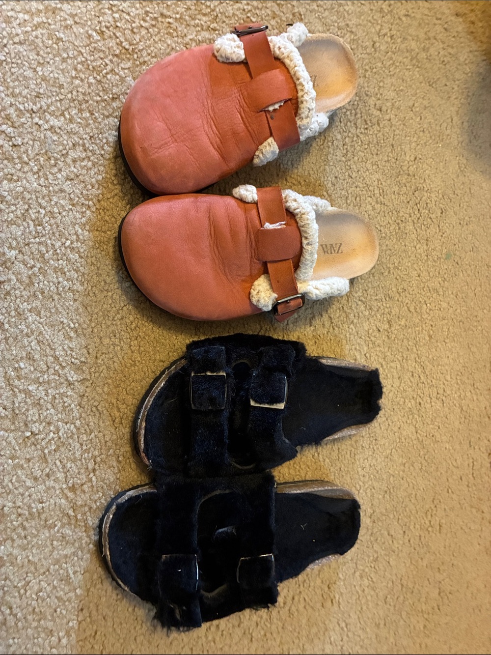 2 pairs sold tog!!Zara and Amazon - Kids Shearling-Lined Slip-On shoes(2)